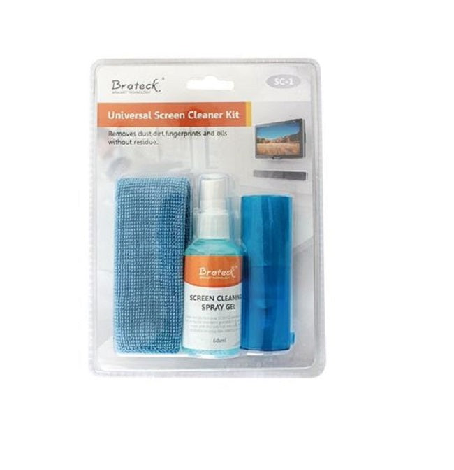Brateck 3-In-1 Screen Cleaner Kit 1 x 60ml Screen Cleaner + 1 x 200x200mm Pearl Cloth + 1 x Soft Brush Brateck 3-In-1 Screen Cleaner Kit 1 x 60ml Screen Cleaner + 1 x 200x200mm Pearl Cloth + 1 x Soft Brush
